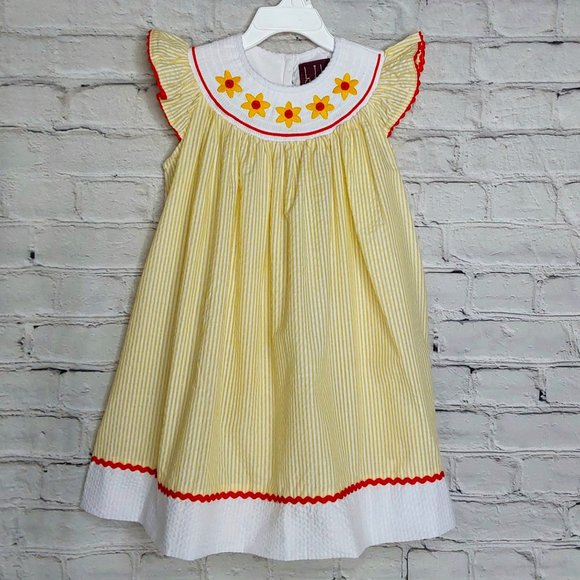 'LIL CACTUS' SMOCKED SUNFLOWER BISHOP DRESS - Picture 1 of 15